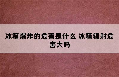 冰箱爆炸的危害是什么 冰箱辐射危害大吗